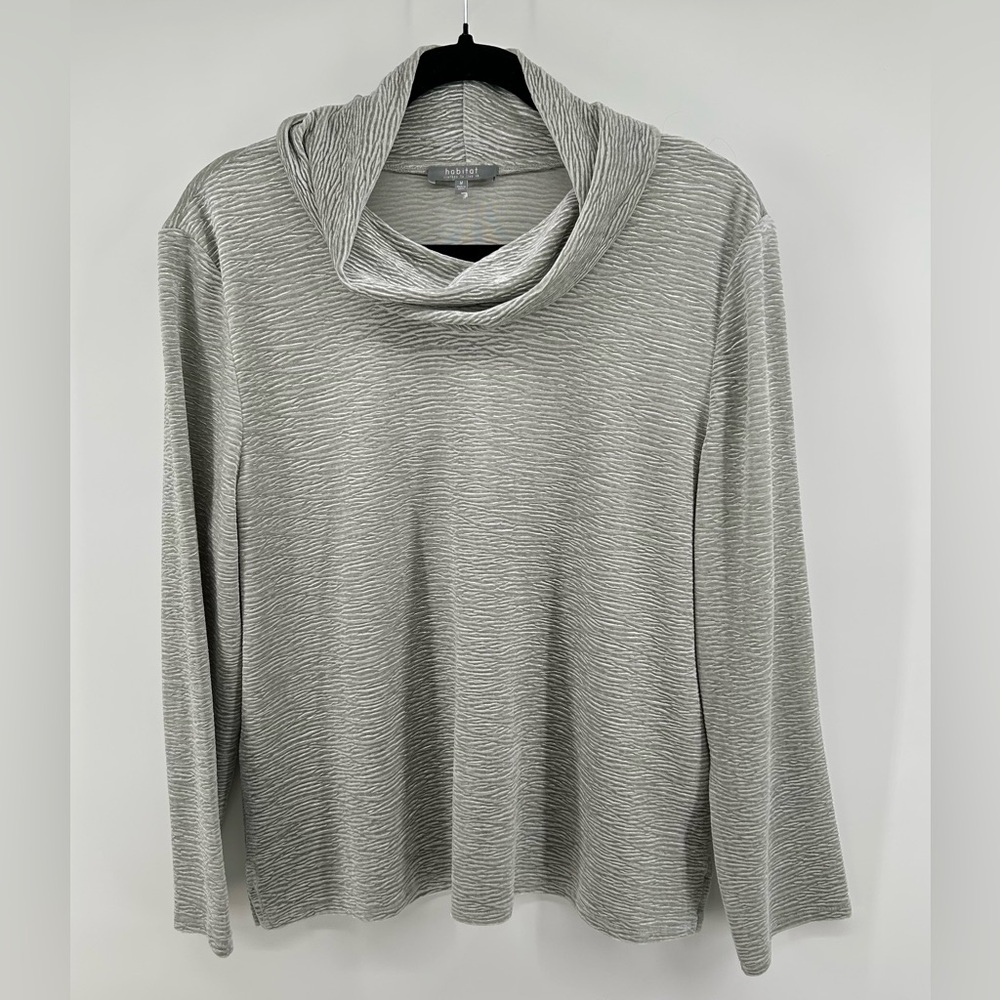 Habitat “Baltic Velvet” Silver Cowl Neck Tunic Top Size M